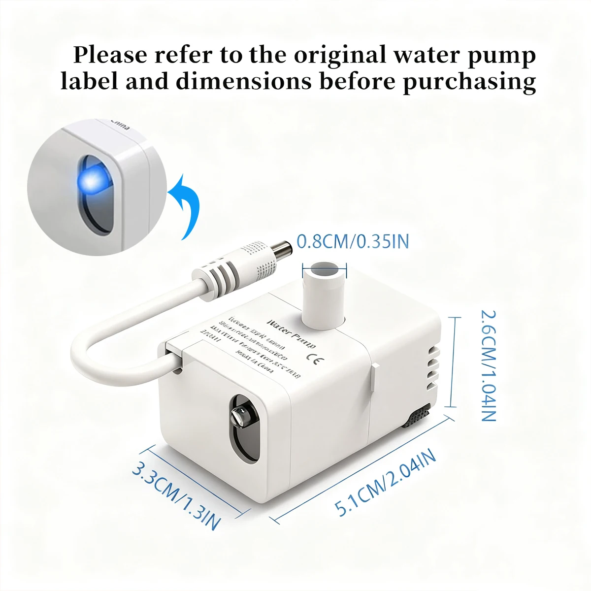Intelligente Ersatzpumpe für Haustier-Wasserspender, Ultra-Leise Tauchpumpe mit LED-Automatik-Abschaltfunktion, passend für 2,2L/3,2L Katzenwasserspender – Detail 2