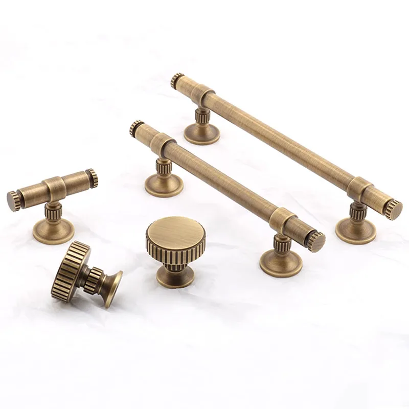 

Retro Bronze Brass Cabinet Handle Wardrobe Drawer Bar Pull Knobs Textured Luxury Furniture Hardware Wine Storage Bar Handles