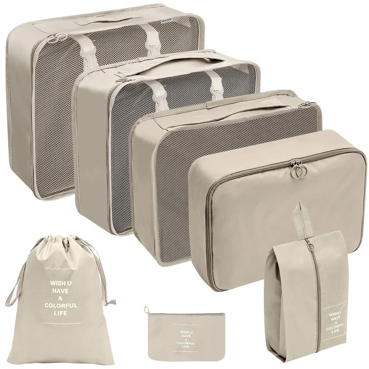 travel Packing Cubes Organizer, Lightweight Luggage Bags with Zipper for Suitcase Clothes Compression, Portable Storage Bag Set