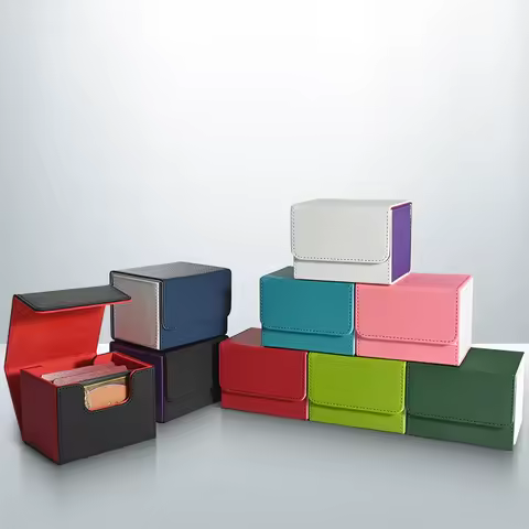 Card Deck Box,PU leather strong magnet card case, Holds 120+ Single Sleeved Cards,fits for Magic, Yugioh TCG cards