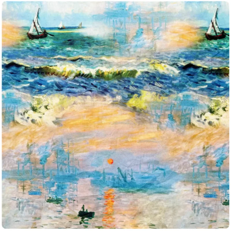 

Sunrise oil painting printed cotton fabric for patchwork baby clothes table cloth handcrafted book covers pillows, M166