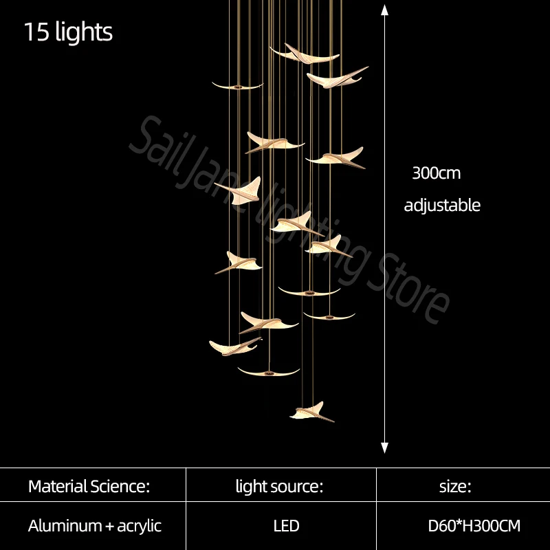 Seagull Moderne Kroonluchter Led Duplex Zolder Lamp Trap Kroonluchter Woonkamer Hal Trappenhuis Lamp Nordic Restaurant Kroonluchter