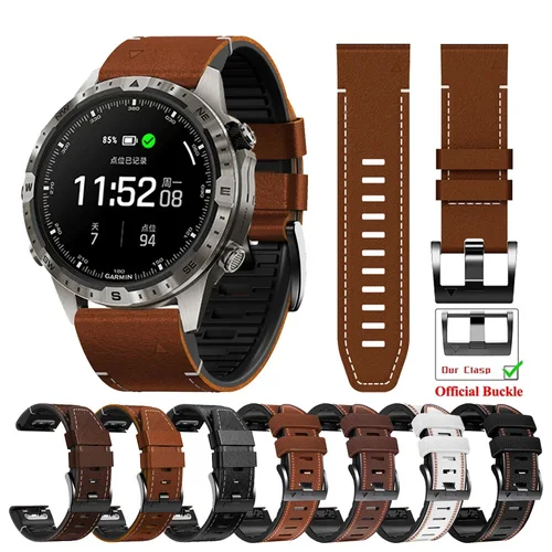 Correa de reloj de silicona de cuero de 22 y 26mm para Garmin Fenix 8 7 7X Pro 6X 6 Pro 5 5X Plus Tactix 7Pro 935 945 pulsera inteligente