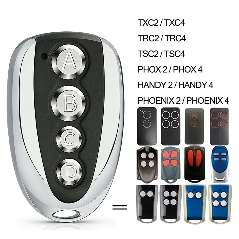 

V2 PHOX 2 4 PHOENIX 2 4 TXC2 TRC2 ​TSC2 TSC4 TRC4 TXC4 HANDY 2 4 Пульт дистанционного управления гаражными воротами Устройство открывания двери 433,92МГц Фиксированный код