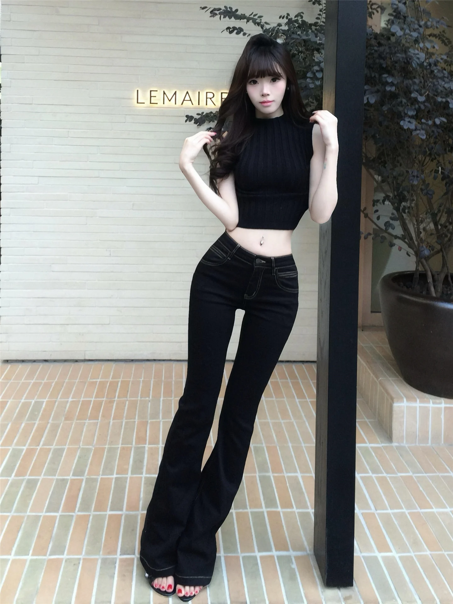 

Retro Street Style Low Waist Bell Bottom Jeans Women's Slimming High Waist Cotton Casual Spring Fashion Sensation Pants