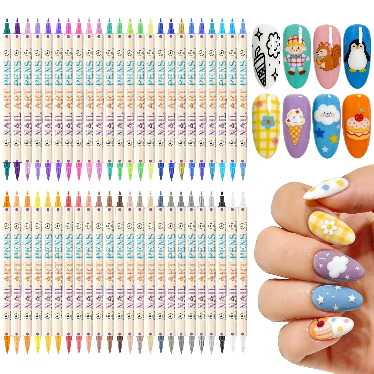 

48 Colors Nail Art Pens Set, Quick-Drying Acrylic Paint Markers for DIY Nail Design and Salon Use