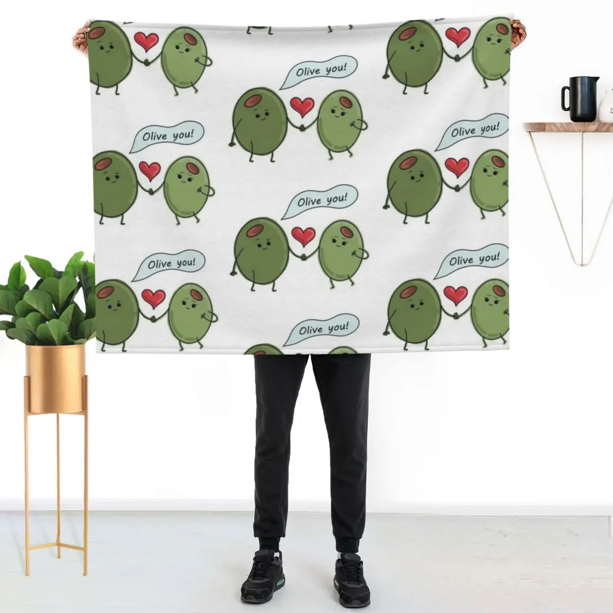 Olive you! Throw Blanket Warm Comfortable Blanket Gift for Parents Friends