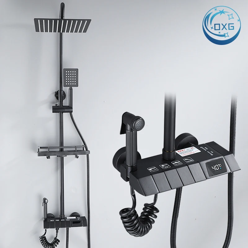

OXG Смеситель для душа в ванной комнате, латунный смеситель для тропического душа, кран для душа с краном для биде, высота может быть удлинен, распылитель насадки 30 см