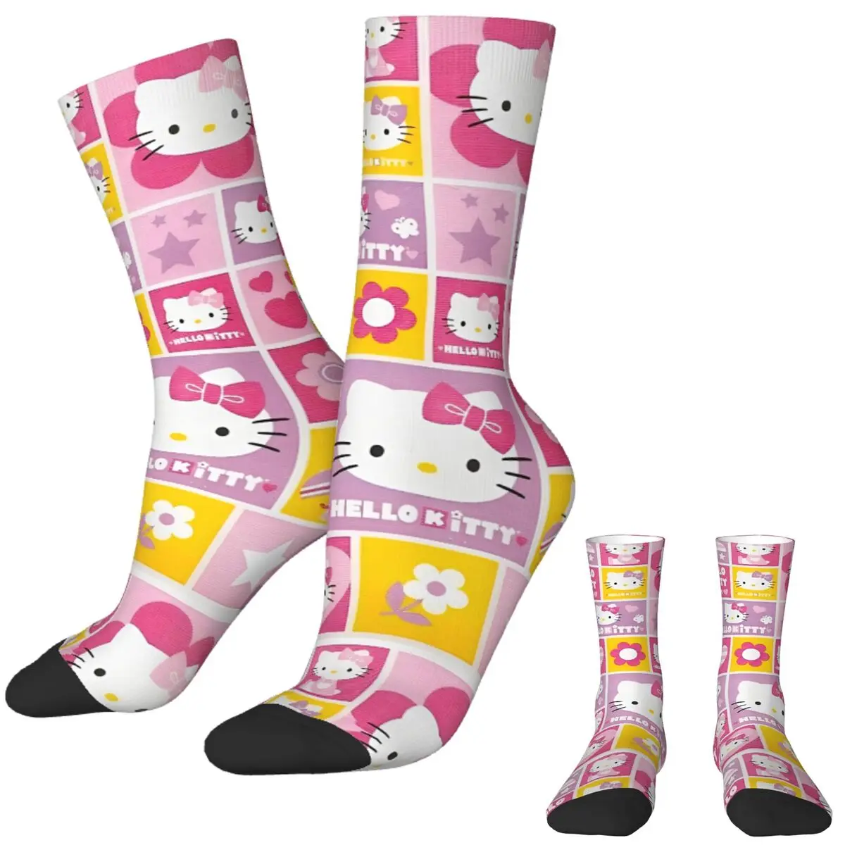 Hello Kitty Socks Winter Sanrio Stockings Funny Unisex Men High Quality Socks Custom Outdoor Anti-Slip Socks