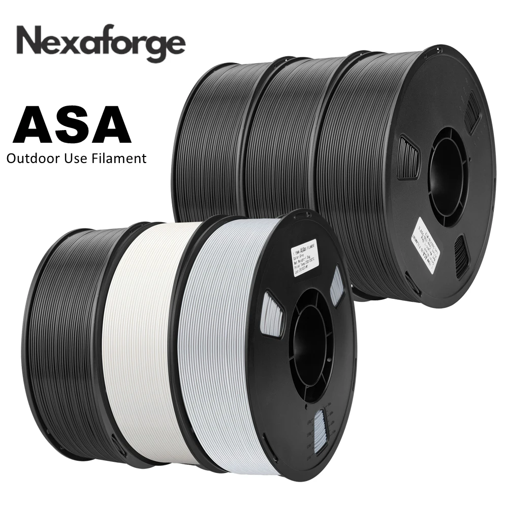 NEXAFORGE ASA Filament 1.75mm 9KG 6KG 3KG Bundle New Black White 3D Printing Material Outdoor Use, UV Weather & Heat Resistant