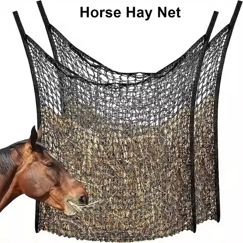 1 Uds nueva red de heno de alimentación lenta colgante bolsa de heno para caballos de gran capacidad 80x90cm bolsa alimentadora de heno para caballos cabras ovejas