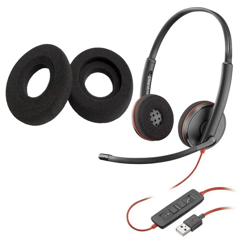 V-MOTA-espuma preta almofadas de orelha, compatível com Plantronics Blackwire 3200, 3210, 3220, 3215,3225, USB 209747-101,BW3215, BW3225, 1 par