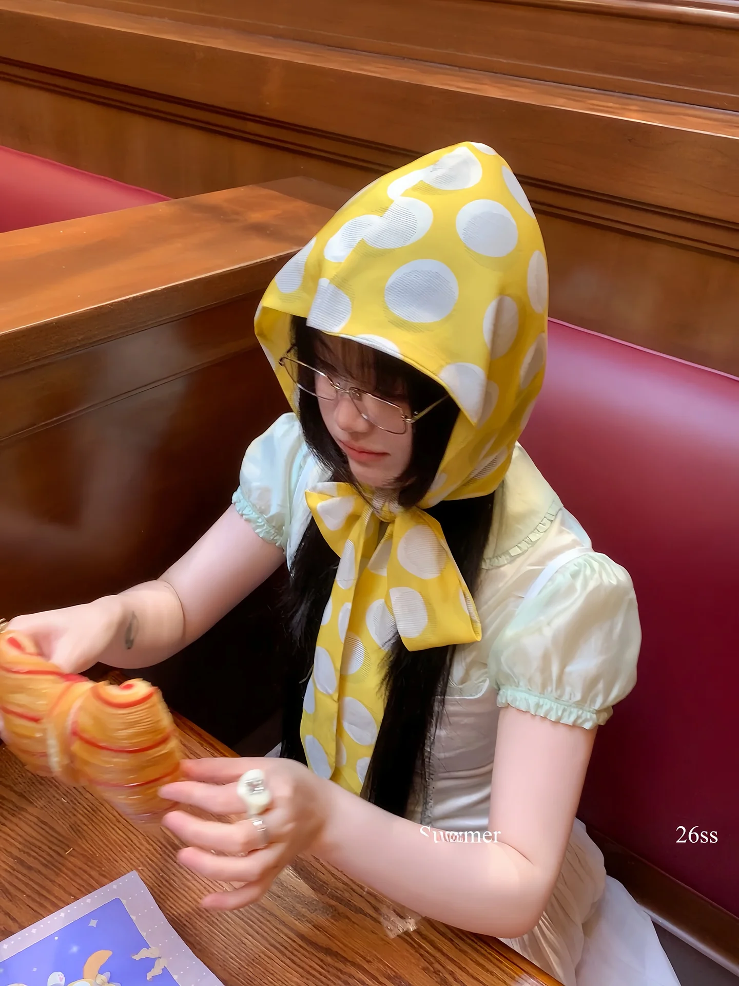 

Retro Polka Dot Scarf Hat Women's Summer Ties Multi-Purpose Trendy No-Bow Headwear Breathable Sunscreen Cap round Top