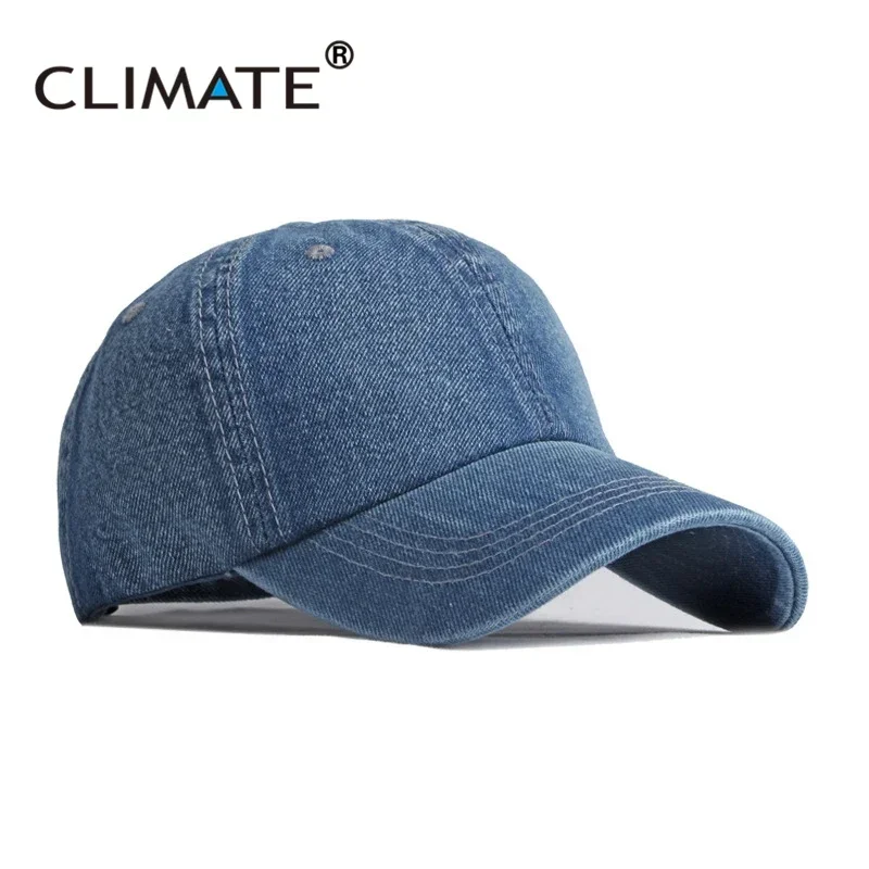 CLIMATE Men Denim Baseball Cap Hat Blank Dad Caps Men Cool Cap Casual Denim Jeans Wear Blank Cap Cool Hat Caps for Men Dad