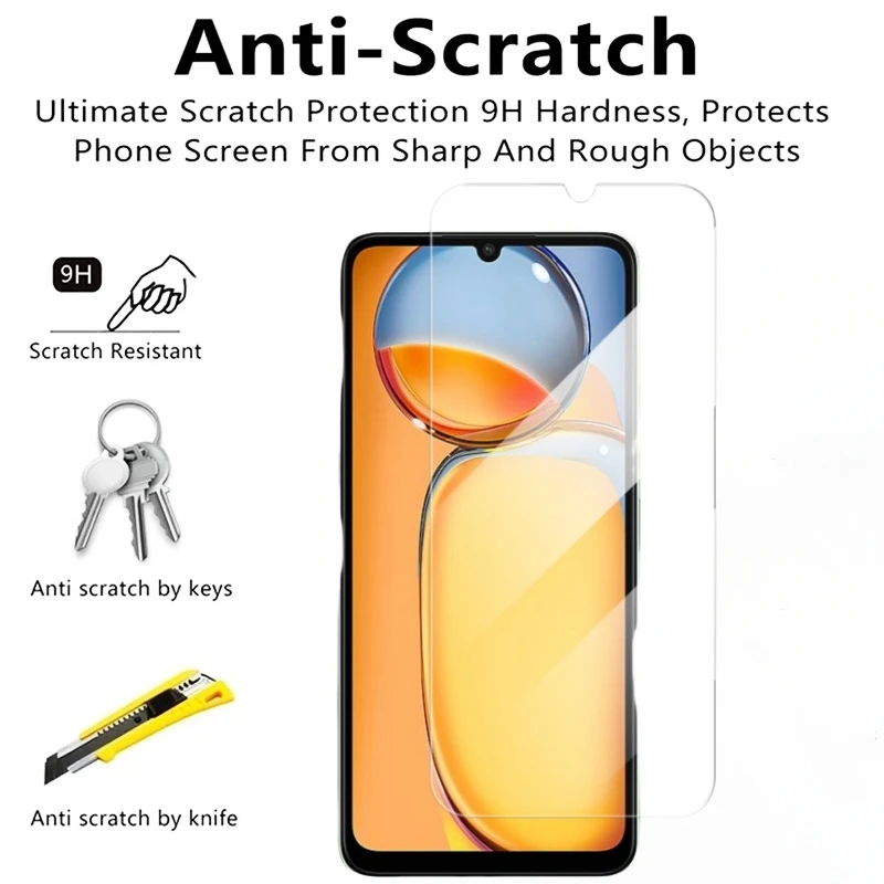 4in1 Tempered Glass For Xiaomi Redmi 13C 5G Full Cover Screen Protector for Redmi 12C 5G,Redmi 12R Camera lens protection