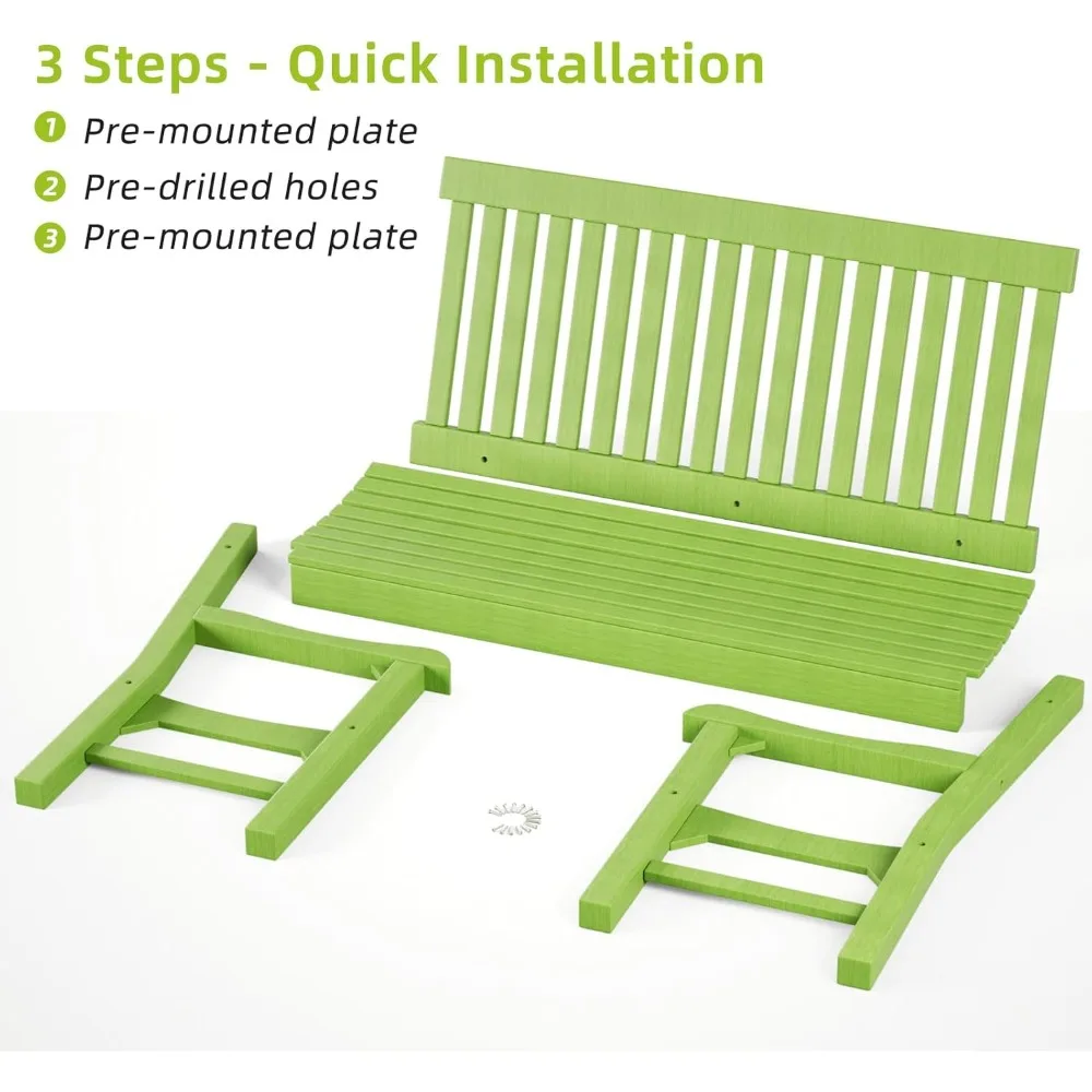 مقعد خارجي، مقعد حديقة HDPS لشخصين مع سعة وزن 660 رطلًا، مقاعد خارجية مقاومة للعوامل الجوية، مقاومة للبهتان/الجذور في جميع الأحوال الجوية