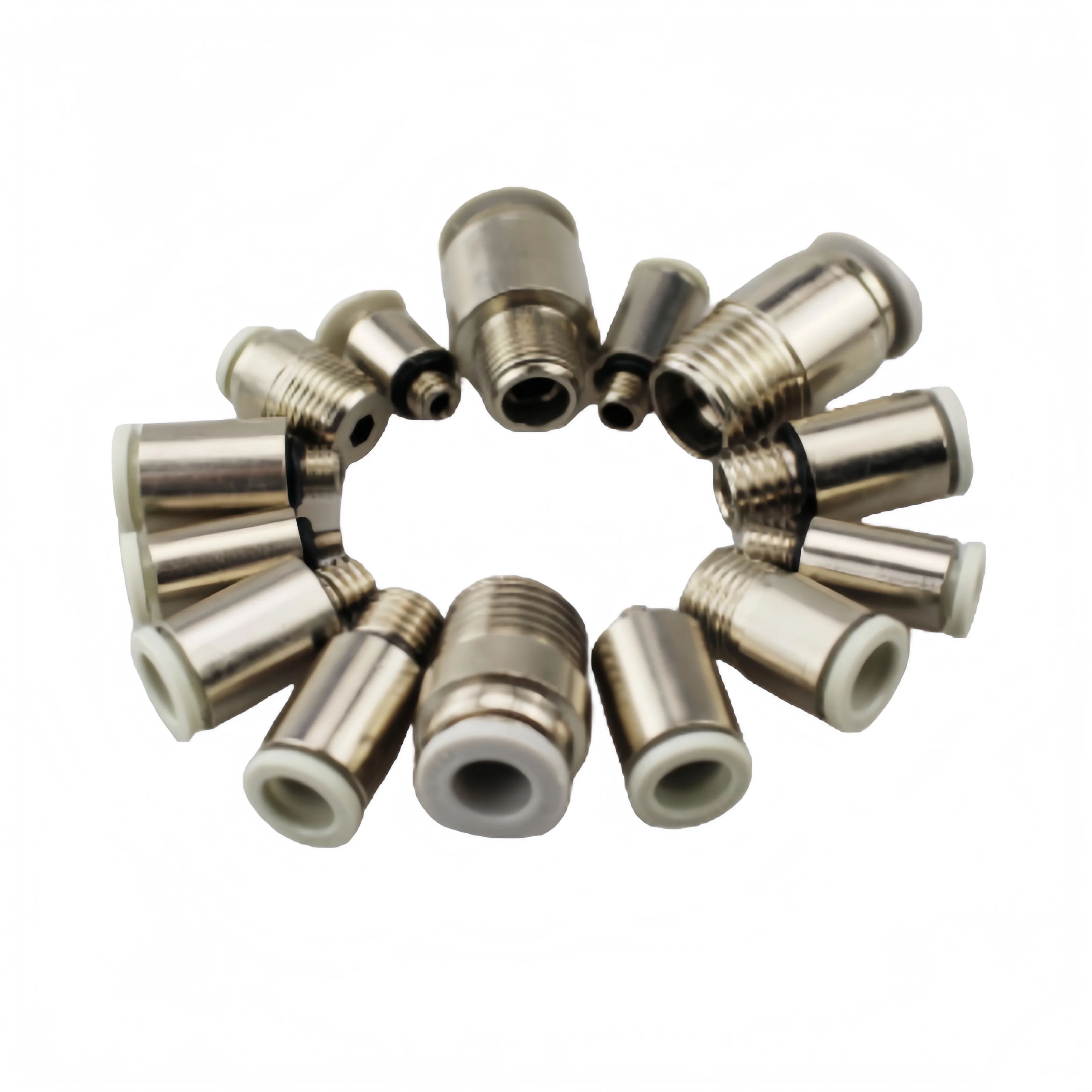 POC Series Brass Pneumatic Straight Thread Connector, Round Type Quick Coupling for Air Compressor System Fitting