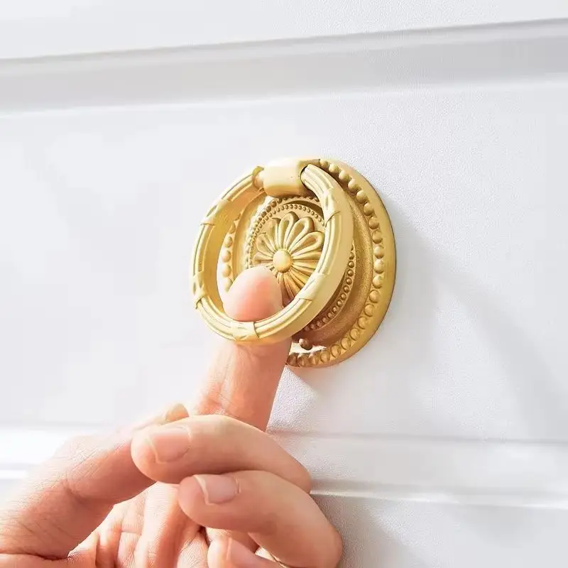 New Arrival 10PCS Solid Brass Pull Ring Furniture Handles Drawer Pulls Cupboard Wardrobe Kitchen TV Wine Cabinet Pulls Knobs