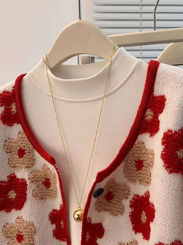 سترة محبوكة كلاسيكية من Faionable سترة مستديرة Ne مفتوحة ملابس خارجية للنساء مقاس كبير لخريف 2025 مطرزة #4