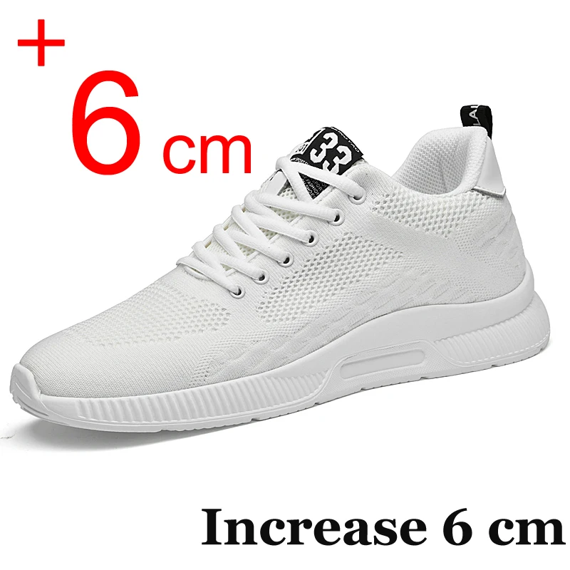 Tênis de elevador para homens, sapatos de altura, calçados esportivos respiráveis, elevador casual, altura, escondido, 6cm, 45