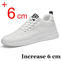 Men Sneakers Elevator Shoes Hidden 6CM Height Shoes For Male Casual Breathable Sports Lift Taller Men Heightening Shoes Man 45