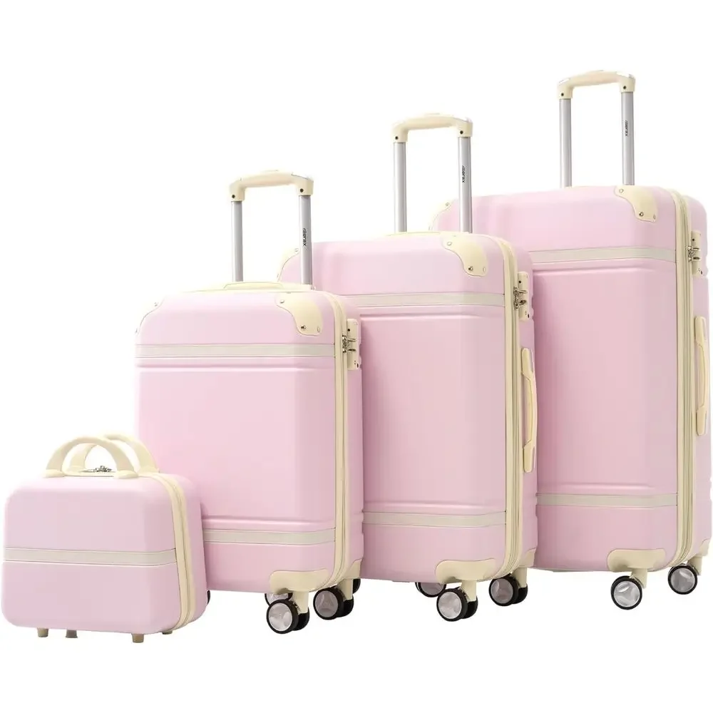 

3 Piece Luggage Set with Expandable Spinner Wheels and Cosmetic Case - Vintage Light Pink (20 + 24 + 28)