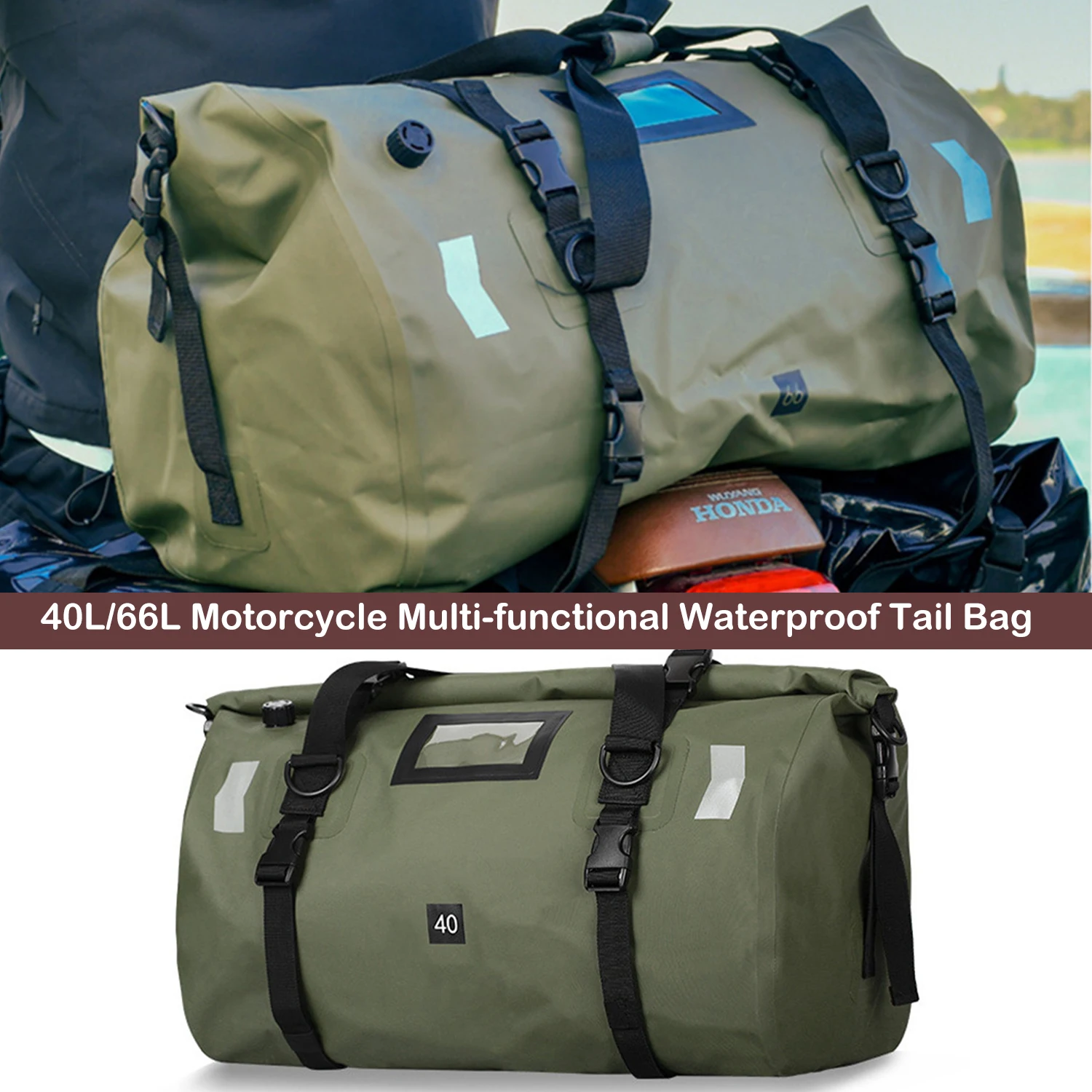 

40L/66L Waterproof Motorcycle Tail Bag Multi-functional Durable Rear Motorcycle Seat Bag High Capacity Motorcycle Bag