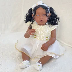 55cm Dark Skin Liam Bebê Reborn Girl Soft Touch Feeling Lifelike Real Reborn Toddler Dolls muñecas reborn reales para niñas