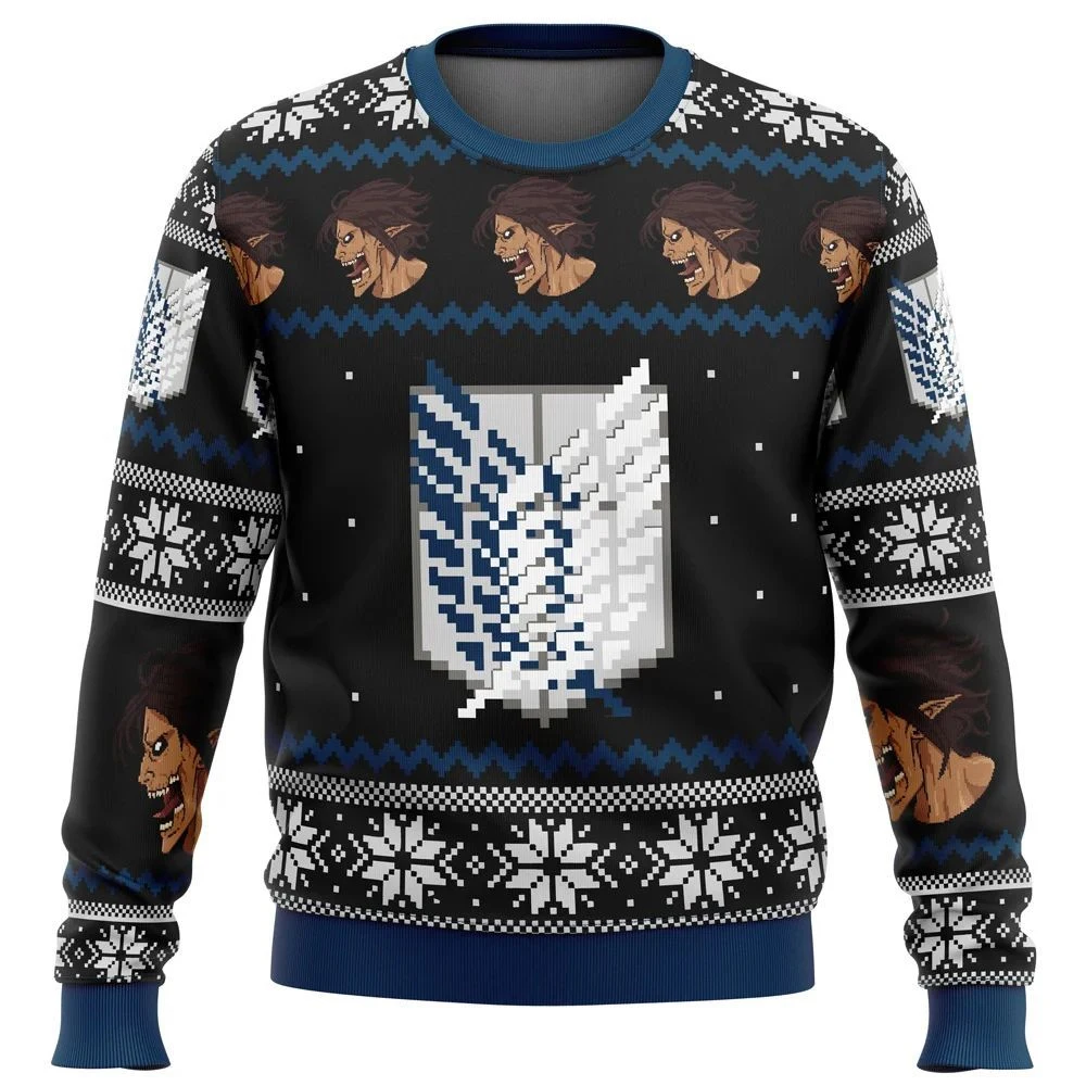 Pull de Noël Levi Ackerman Attack on Titan pour hommes et femmes, sudadera con capucha de dessin animé Anime, pareja de modos, Y-2025