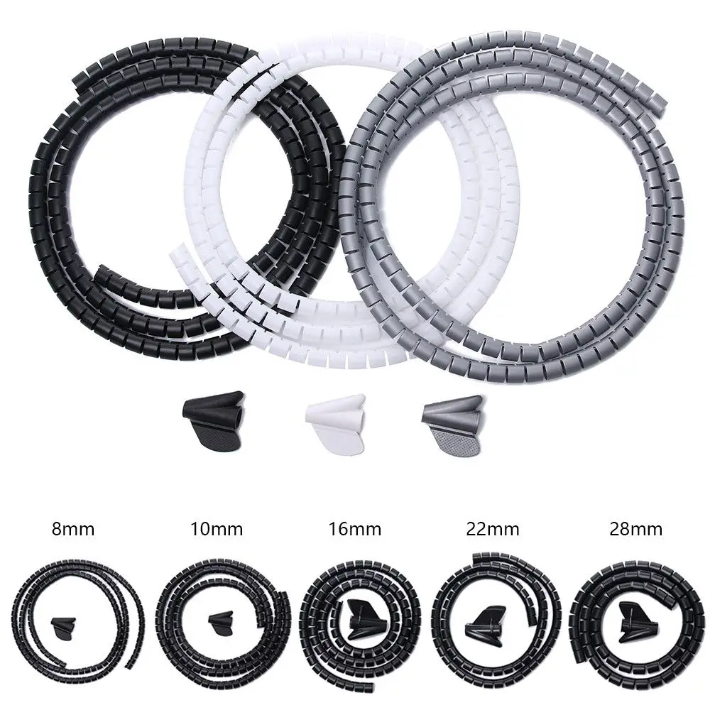 8/10/16/22/28mm HDPE 1.5m Length Management  Wire Organizer Cord Protector Cable Holder Flexible Spiral Tube