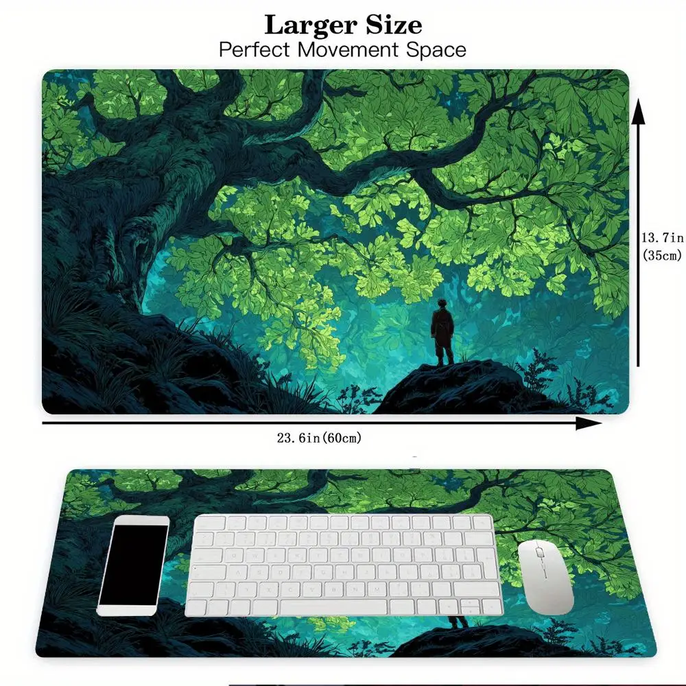 Misterioso gigante verde antigo árvore mtg playmat cartão mágico batalha esteira 35x60cm tapete mágico mtg antiderrapante durável borda costurada