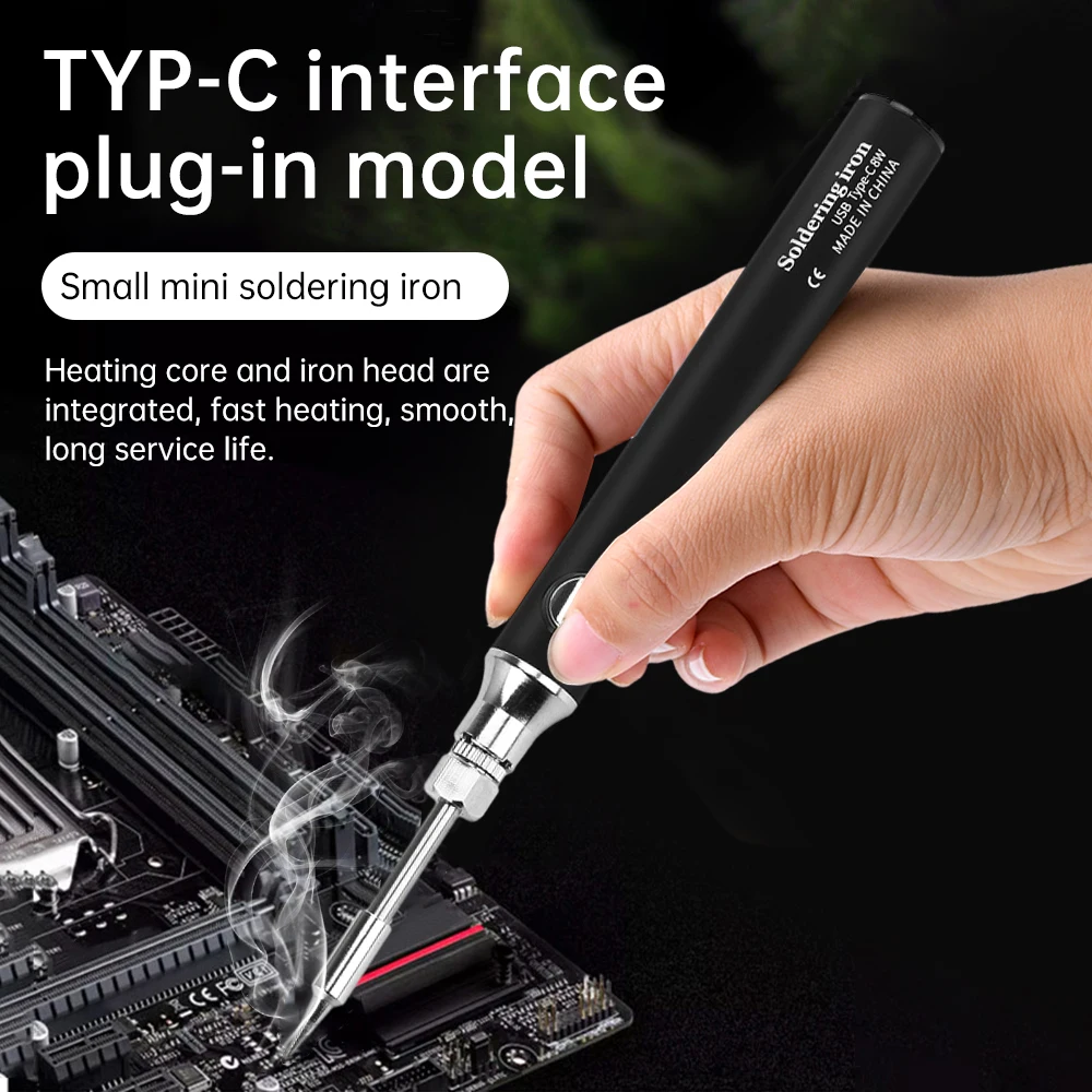 USB 5V 8W Soldering Iron Tool Pen DIY Welding Pen with USB Charging Cable Home Outdoor Convenient Welding Repair Tool