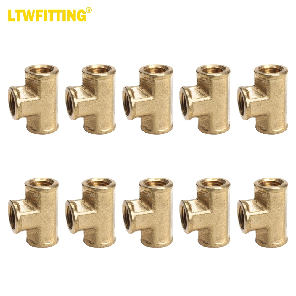 

LTWFITTING Brass Pipe Fitting 1/4" Female NPT Thread Tee Fuel Air(Pack of 10)