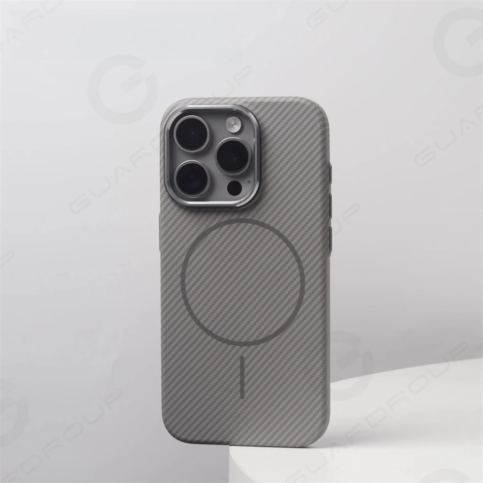 حافظة مغناطيسية فاخرة لعدسة سبائك Magsafe لهاتف iPhone 16 15 14 Pro Max من ألياف الكربون غطاء صلب للشحن اللاسلكي البسيط