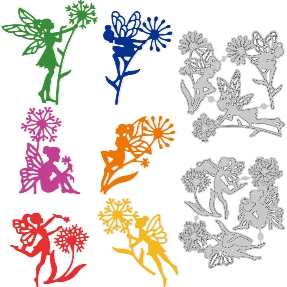 6 verschiedene Löwenzahn-Feen-Stanzformen für Kartenherstellung, Feen-Stanzformen aus Kohlenstoffstahl, Schablonen für Karten, Scrapbooking, Prägung