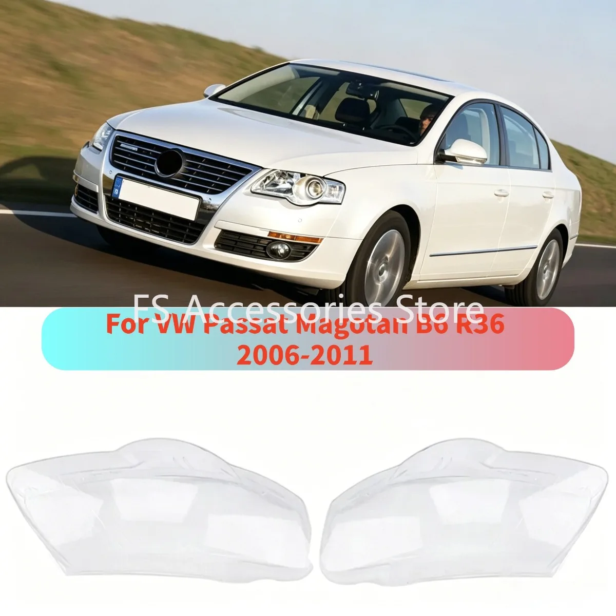 

Car Headlight Headlamp Lens Cover For VW Passat Magotan B6 R36 2006-2011 Bright Clear Lamp Hoods Transparent Lampshade