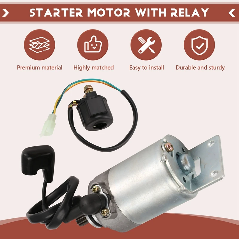 Starter Motor With Relay For Polaris ATV Sawtooth 200 Quad 2006-07 Phoenix 200 2005-2023 Sawtooth 200 2006 2007 0453024