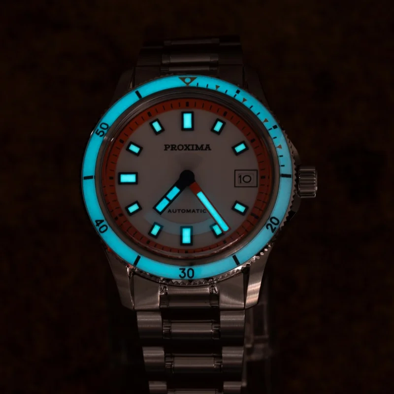 Reloj Automático Proxima para hombre, reloj de pulsera mecánico deportivo de 39mm para buzo, 10bar, resistente al agua, BGW-9, esfera esmaltada de zafiro luminosa NH35