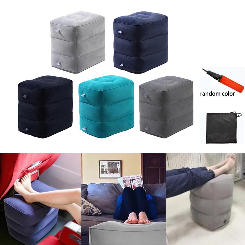 Portable Inflatable Travel Footstool 3-Layer Height Leg Pads Adjustable Airplane Foot Rest Pillow Outdoor Comfort Accessories