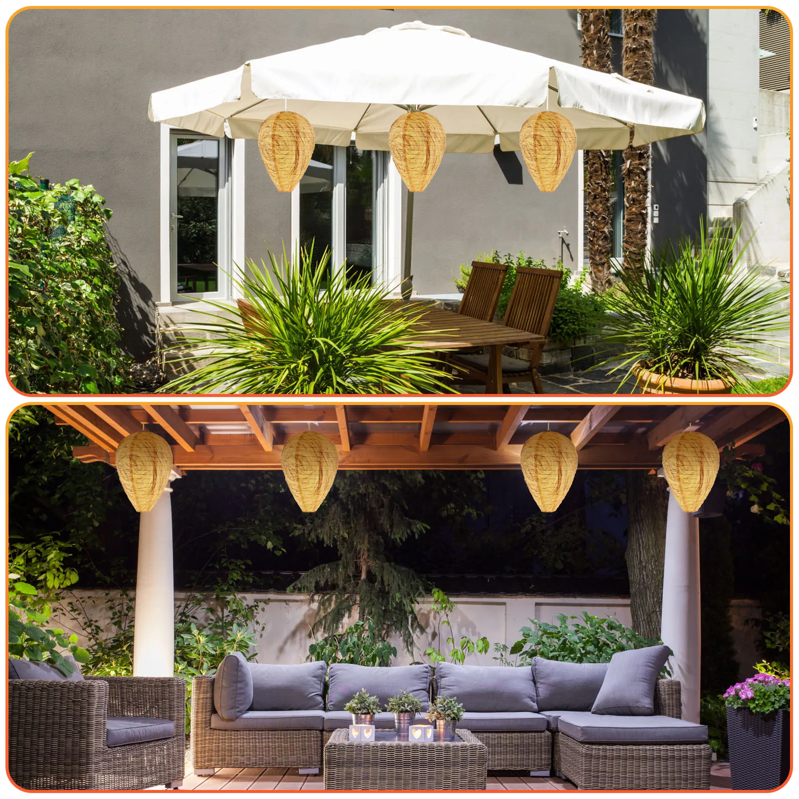 4/6Pcs Wasp Nest Decoy Waterproof Fake Wasp Repellent Hanging Wasps Repellent Artificial Wasp Nest Durable Polyester Fake