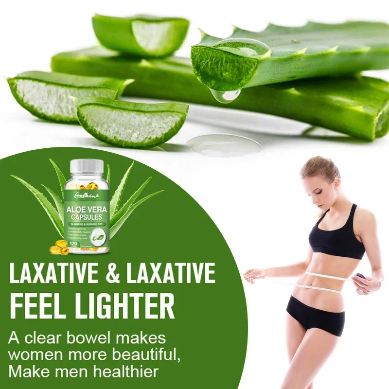 Aloe Vera Extract Capsules - Relieve Intestinal Constipation, Promote Digestion, Detoxify, Control Appetite, Burn Fat, Non-GMOSu