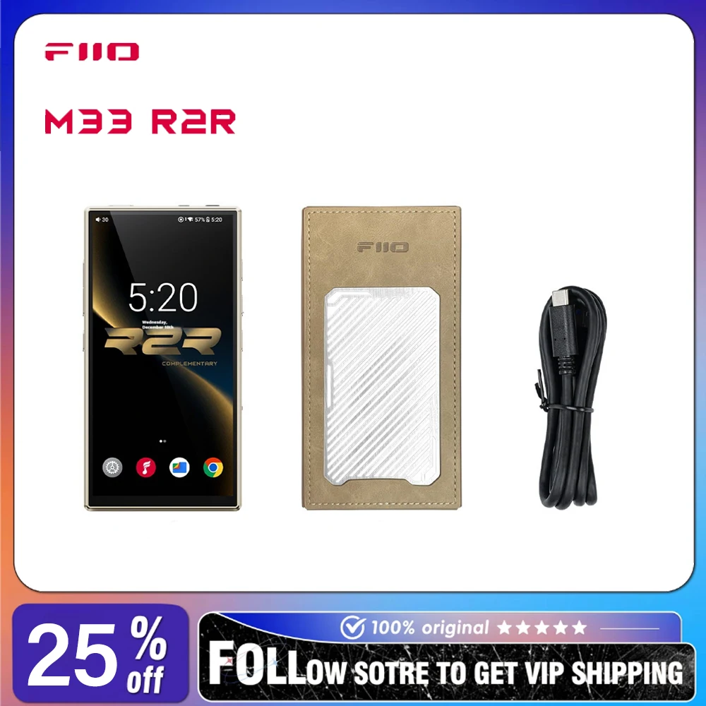 

FiiO M33 R2R MP3 Music Player Portable Lossless Bluetooth Player 8G+128G Memory 5.5-inch 1080P HD Display 768kHz-32bit/DSD512