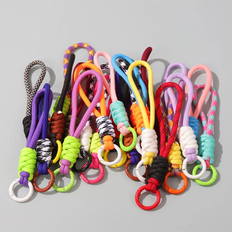 12cm Colorful Braided Rope Strap Lanyard Keychain For Phone Case Women Anti Lost Car Key Chains Bag Hanging Accessories Keyring