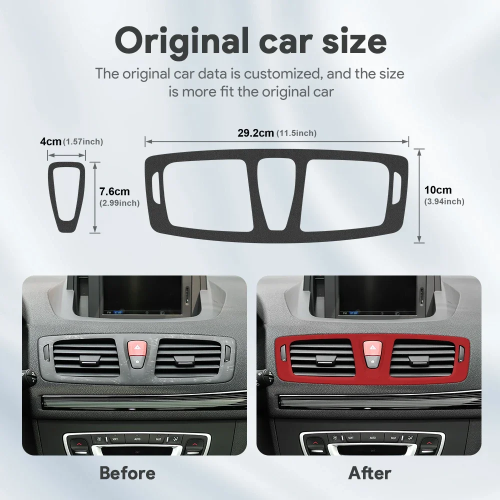 

For Renault Megane RS 2009 2010 2011 2012 2013 2014 2015 Car Center Console Air Vent Trim Top Suede Trim LHD RHD Sticker