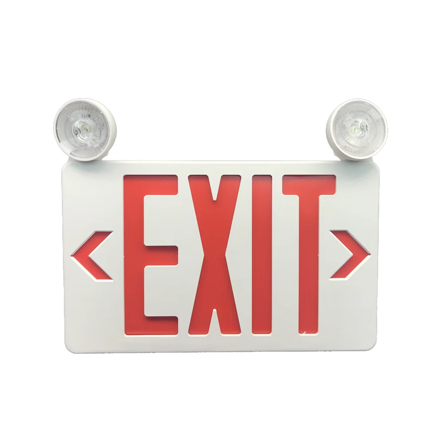 double face led combo red fire exit sign emergency light with adjustable head