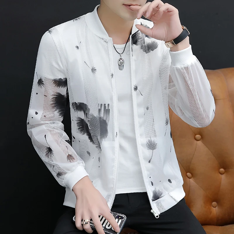 

Легкая летняя мужская футболка с принтом, дышащая, с защитой от солнца, из полиэстера, на молнии, с длинным рукавом, приталенная