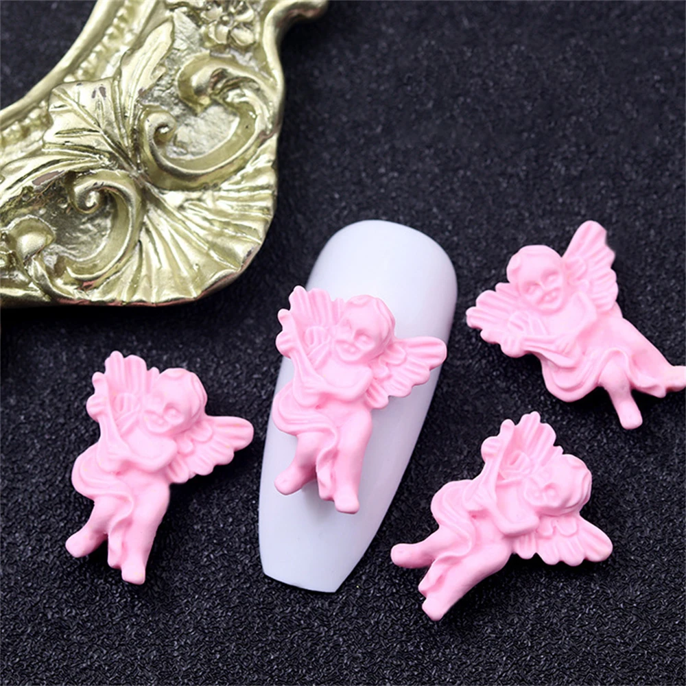 10Pcs Pink Blue Baroque Angel Baby Nail Art Decorations Retro Manicure Charm Part Jewelry 3D  Designer Nails Accessories 14*17mm