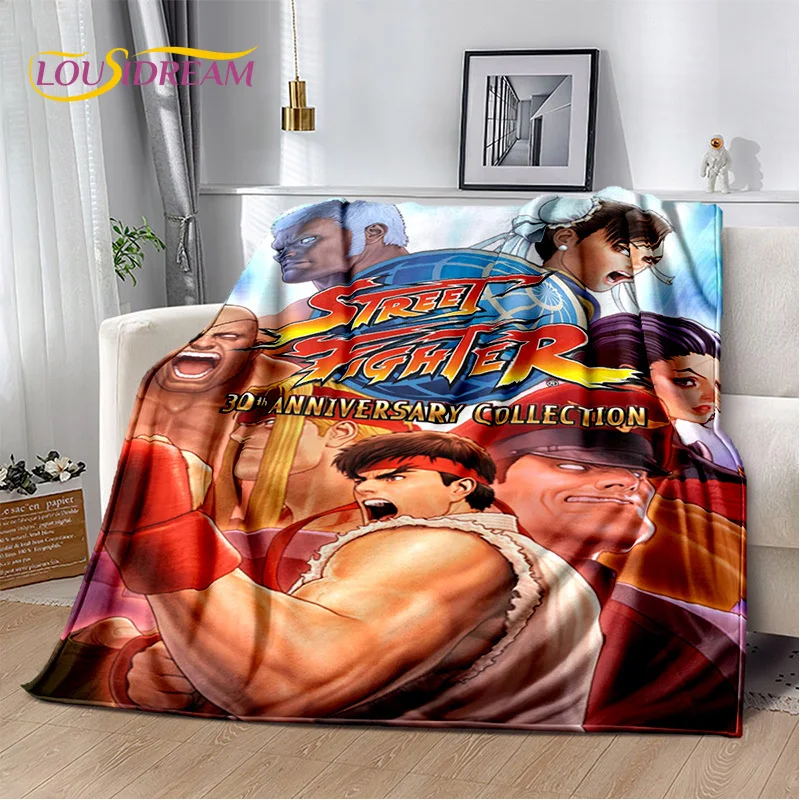 Retro Game SF Street Fighter Gamer Soft Plush Blanket,Flannel Blanket Throw Blanket for Living Room Bedroom Bed Sofa Cover Child