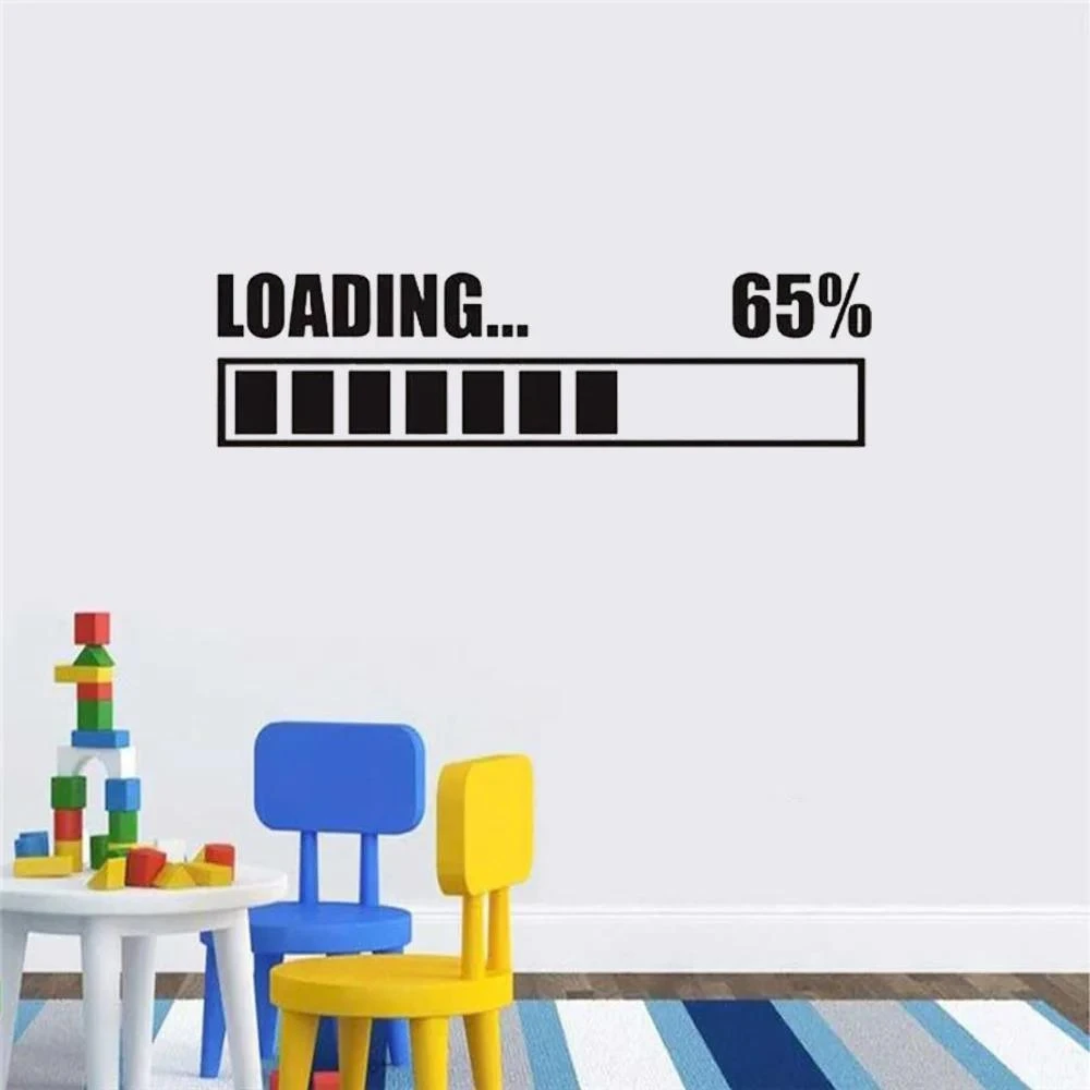 1 pc hot sale Game Loading 65% Wall Decal Gaming Gamer Wall Sticker Self Adhesive Vinyl Waterproof Wall Art Decal for game room