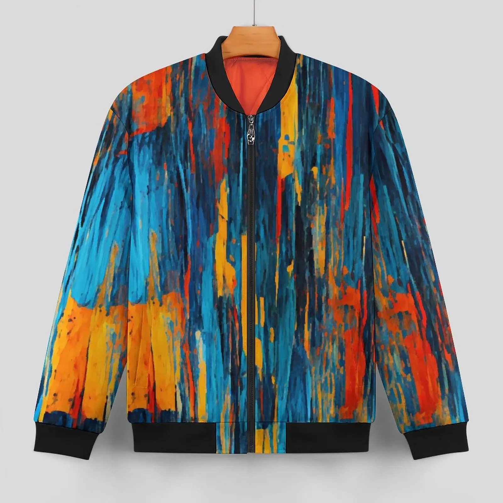 Blue Yellow Red Brush Jackets Mens Abstract Liquid Autumn Coats Modern Waterproof Casual Windbreak Outdoor Jacket Plus Size